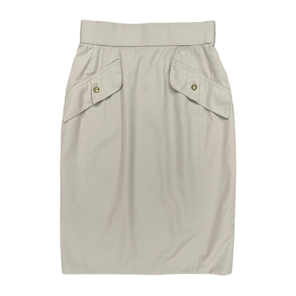 CHANEL Khaki Wool High Waist Vintage Skirt US 0 FR 30